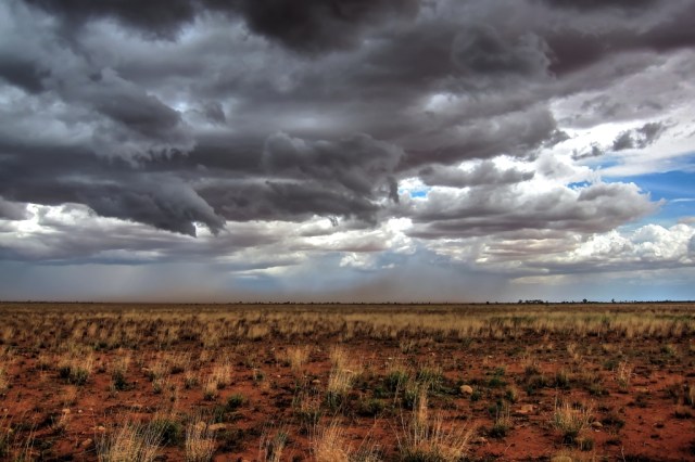 In the desert, you can get rain storms, and at the same time, dust storms. Photo: Bryan Clode.
