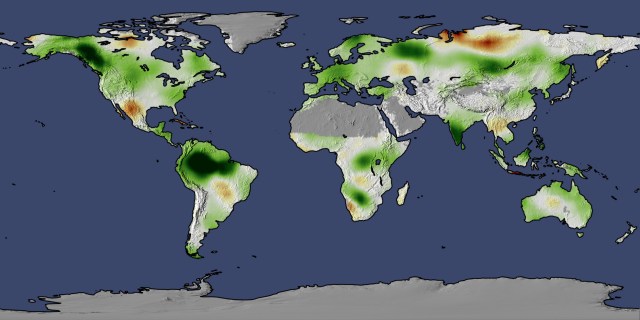 Net primary productivity change. Map: earthobservatory.nasa.